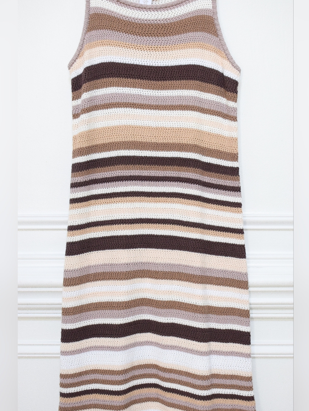 House of Harlow Crochet Maxi Dress Striped Brown Size M - Picture 3 of 9